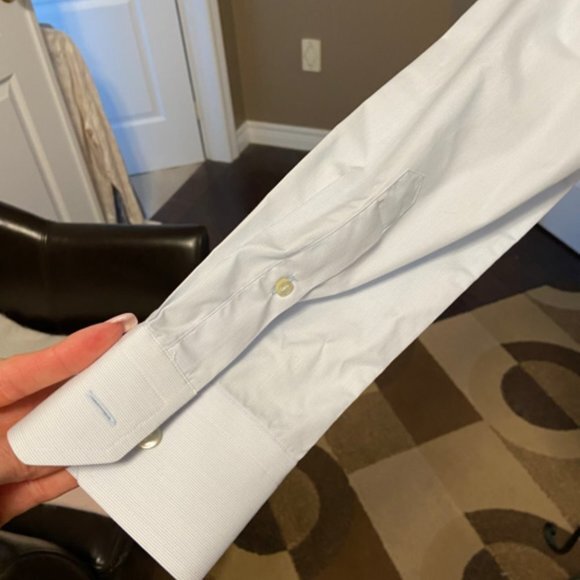 ETON Men's Dress Shirt in Fine Pinstripe Blue. Size 17/43 - Picture 5 of 16